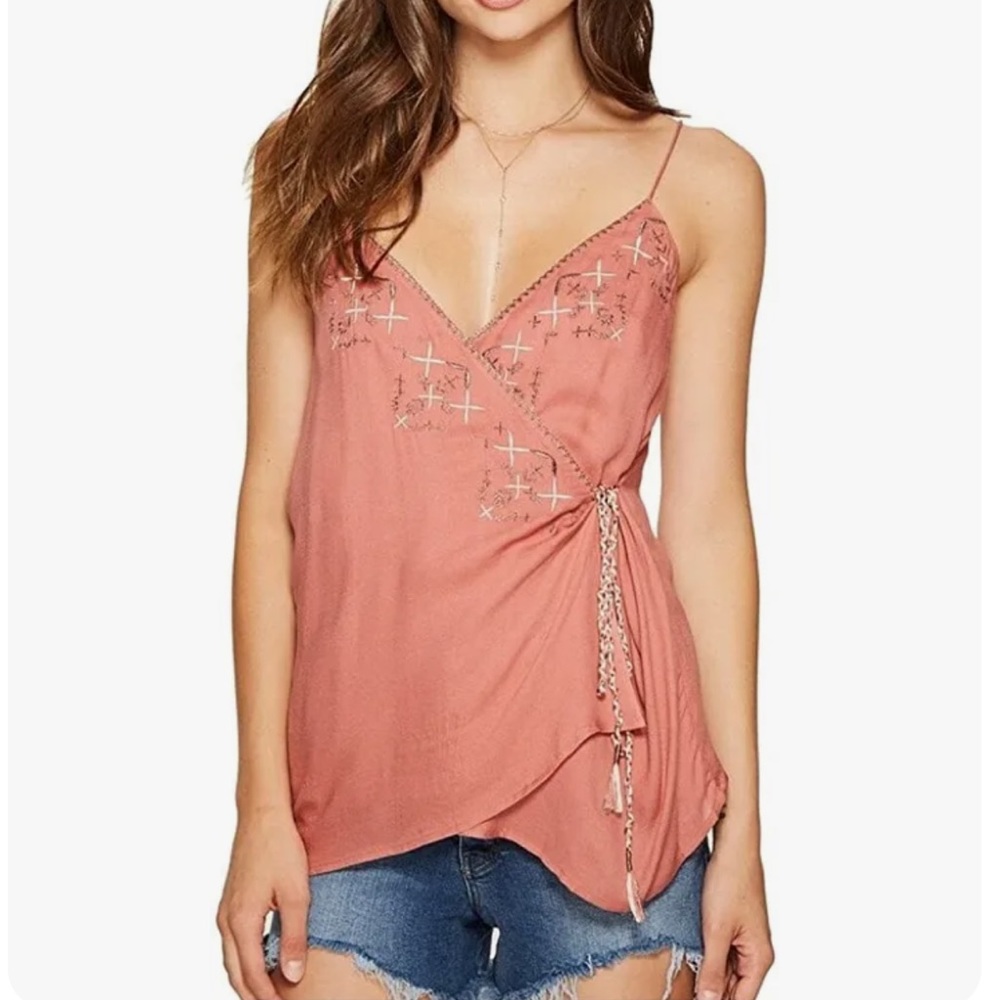 TJD The jet set diaries pink desert rose Cami wrap side tie v-neck tank top